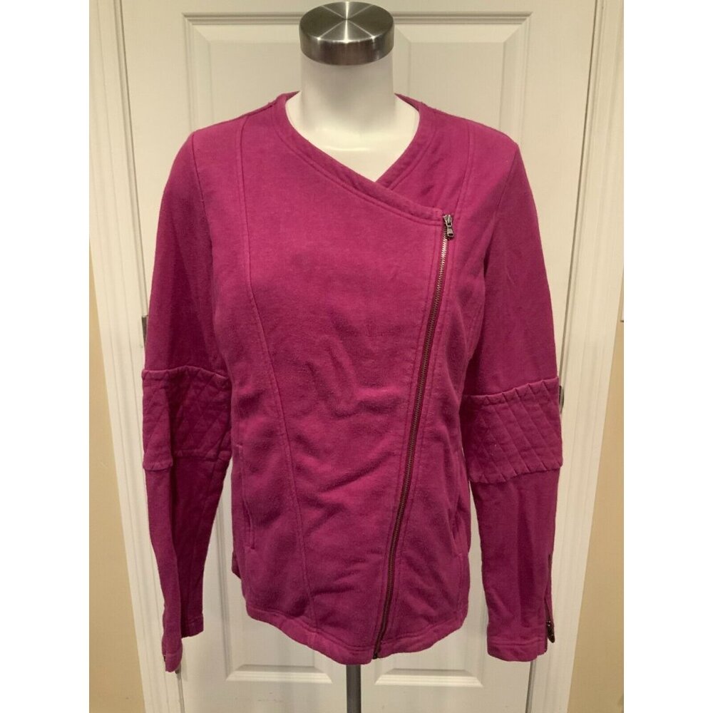 Under Armour Dark Pink Asymmetrical Zip-Up "Fitted" Sweatshirt Jacket, Size L